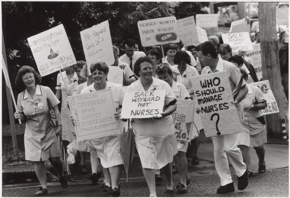Nurses' Protest March, union action Ipswich Hospital 1990s