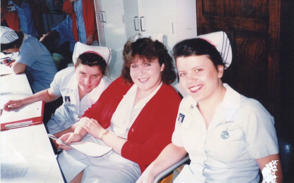 Student nurses in lecture theatre, Jubilee Building, Ipswich Hospital, Ipswich, c.1990