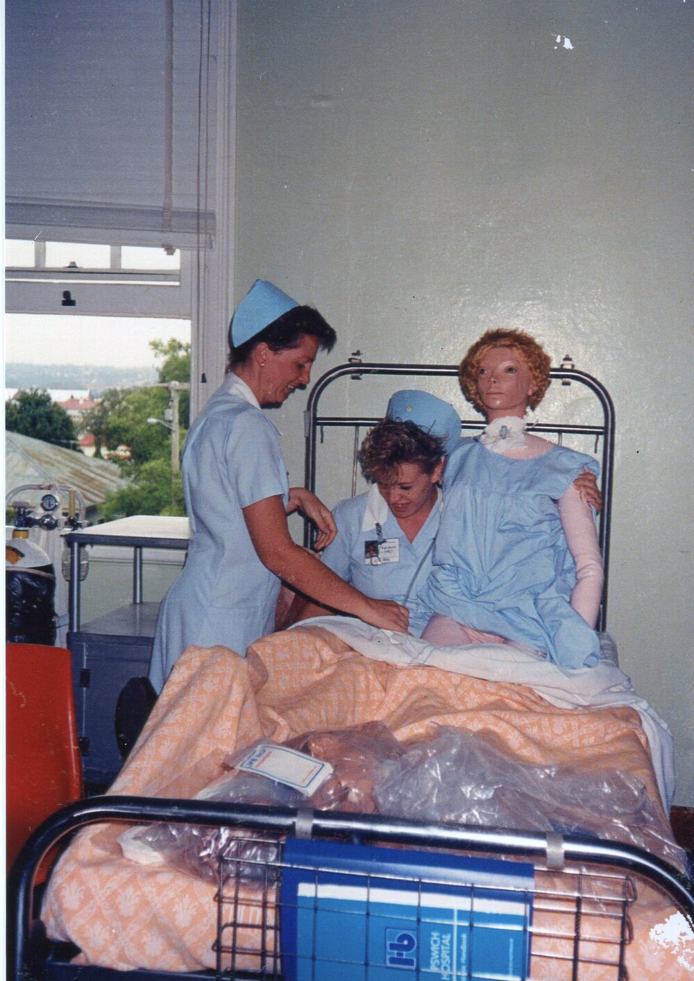 Unidentified Student Nurses with dummy, Thought to be Ipswich Hospital, Ipswich c1990