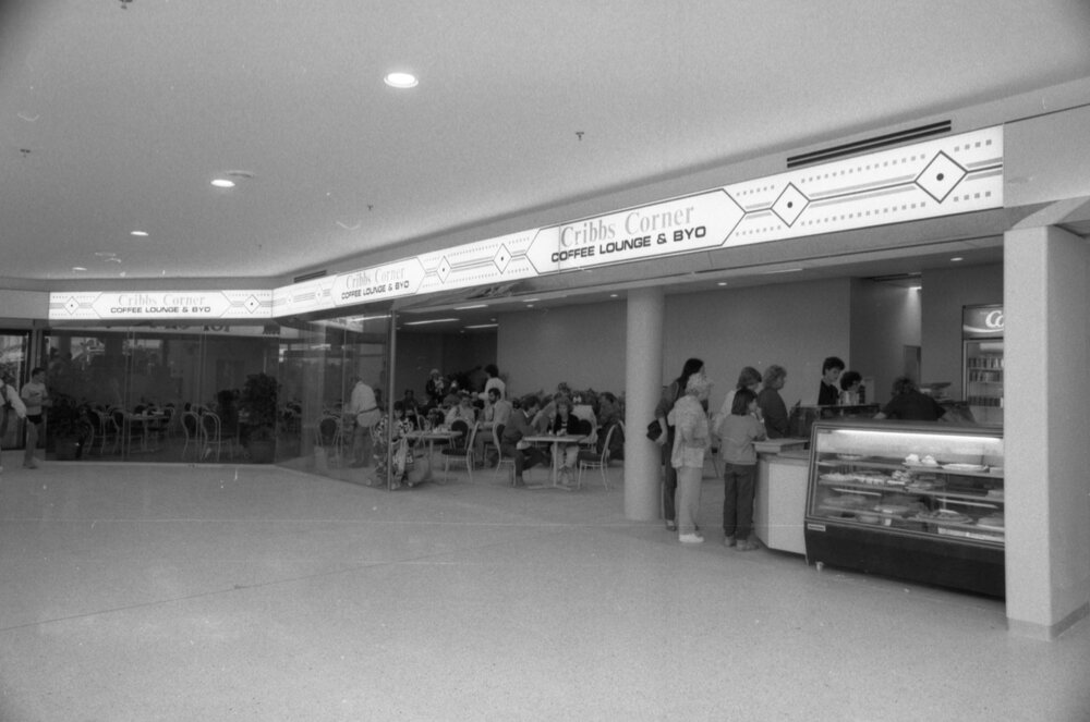 Cribbs Corner Coffee Lounge and BYO at the opening of Ipswich City Square, Ipswich, August 1987 