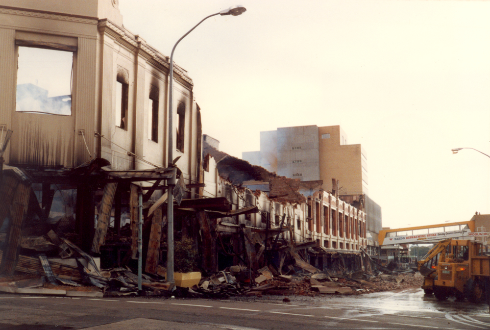Reid's fire, aftermath, Ipswich, August 1985