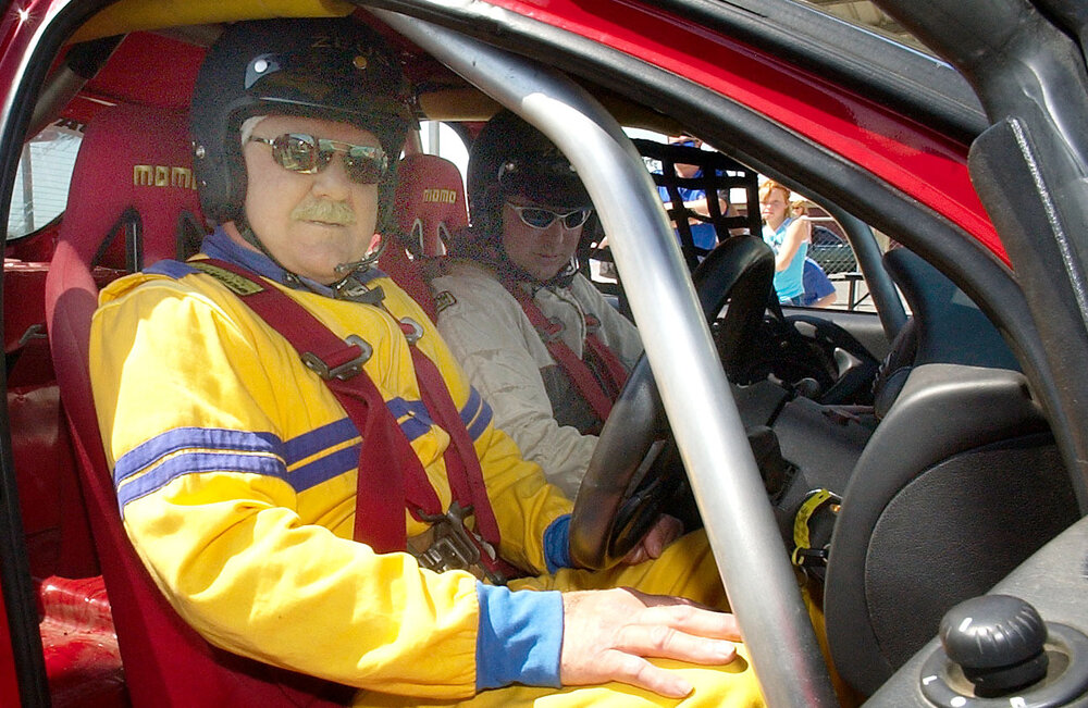 Clem Reihen from Brassall in his racecar, Ipswich, September 2003