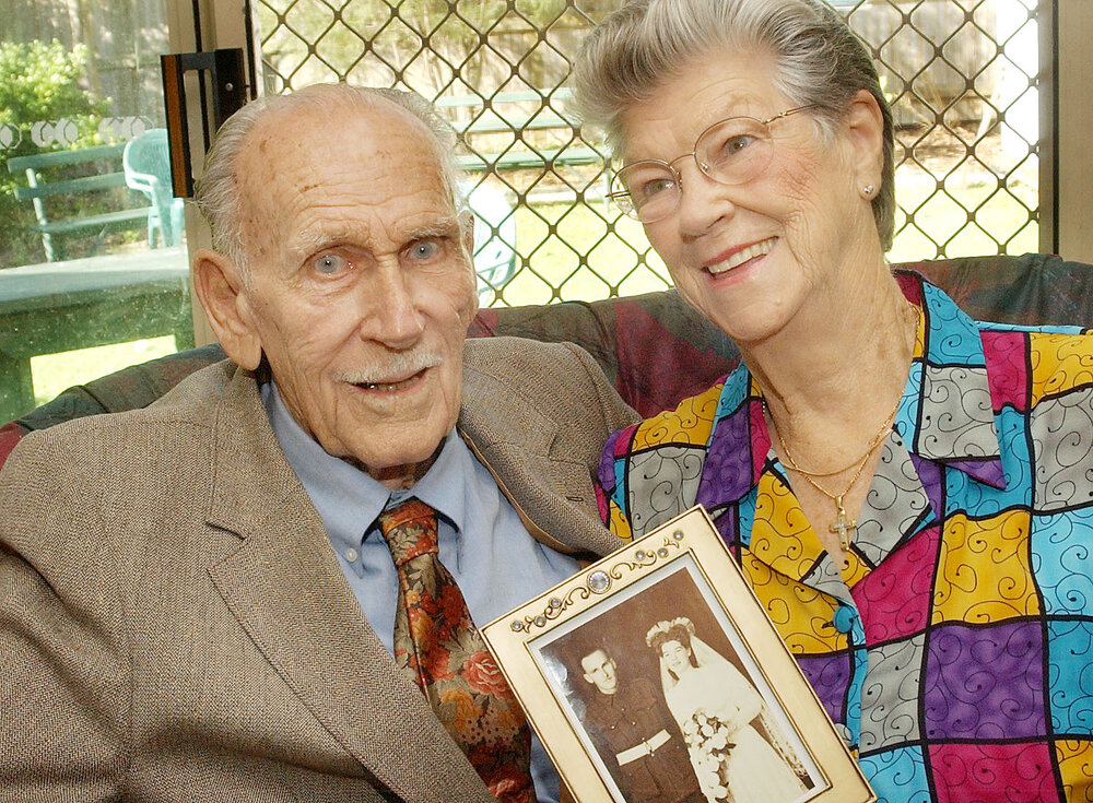 Unidentified couple on their wedding anniversary, Ipswich, June 2003