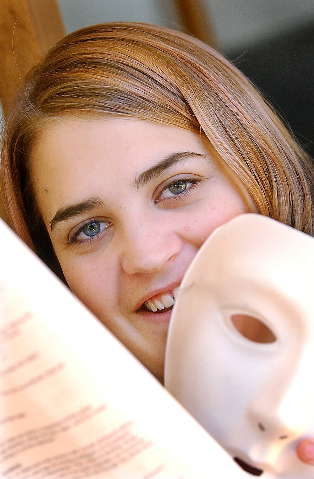 Imogen Rothewell from a theatre company preparing to act for Nescafe Big Break, Ipswich, June 2003