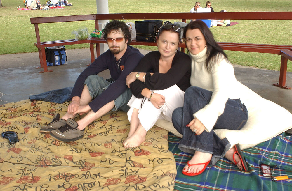 Pat James, Annie Janes and Tracy Wilmot at Queens Park, Ipswich, June 2003