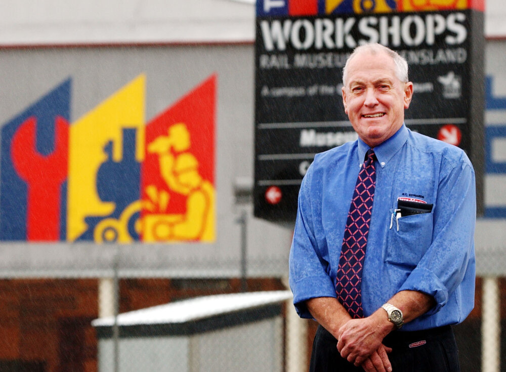Unidentified man at the railway workshops reunion, Ipswich, February 2003
