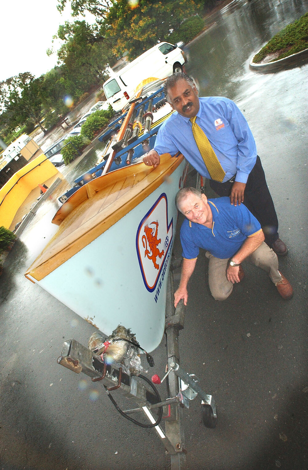 Les Moodley and Tony Wadeson of Queensland Lions' surf club, Ipswich, February 2003