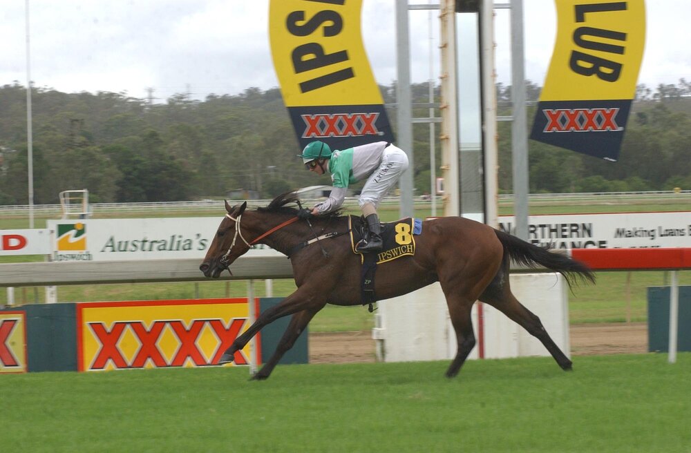 Rider during race 3 at horse race, Ipswich, February 2003
