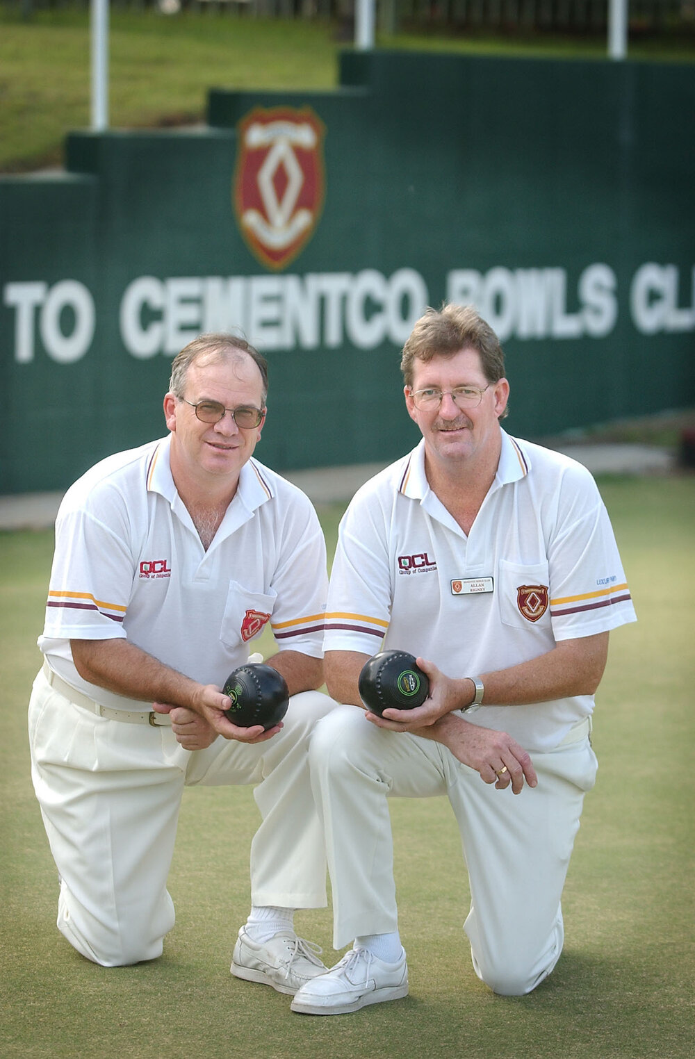 Rob Zanchetta and Allan Rigney from Cementro Bowls Club, Ipswich, February 2003