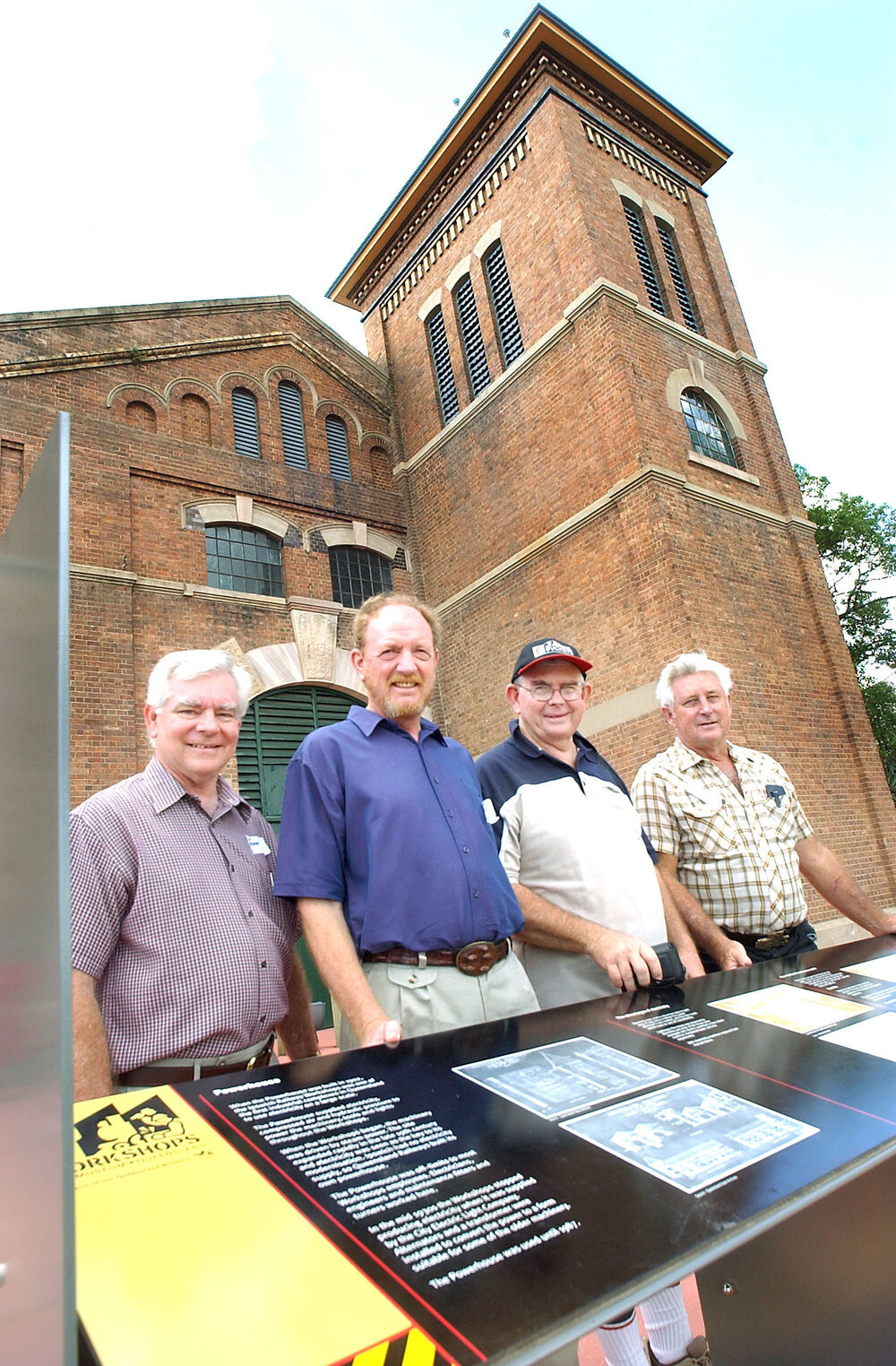 Ken Springer, Bevan Leschke, Allan Brims and Mick Powell at the Workshops Rail Museum, North Ipswich, February 2003