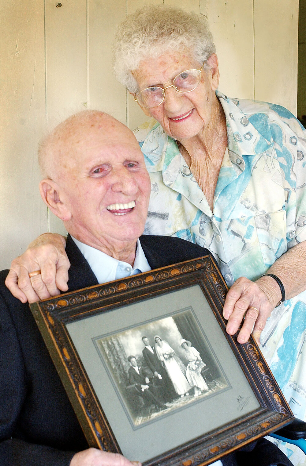 Kenneth and Evelyn Brown on their wedding anniversary, Ipswich March 2003