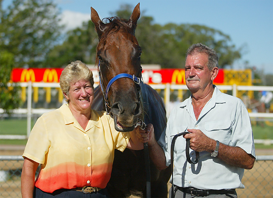 Barry and Rita Magnussen and winner horse called Ben, Ipswich, March 2003