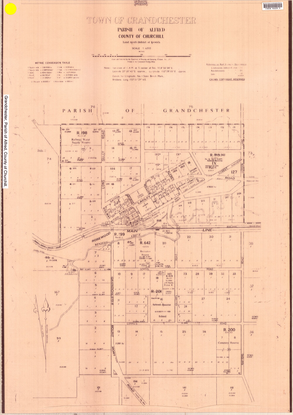 Town of Grandchester : parish of Alfred : county of Churchill map