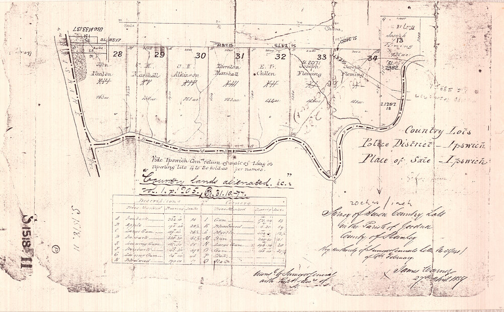 Survey of seven country lots in the parish of Goodna, county of Stanley map