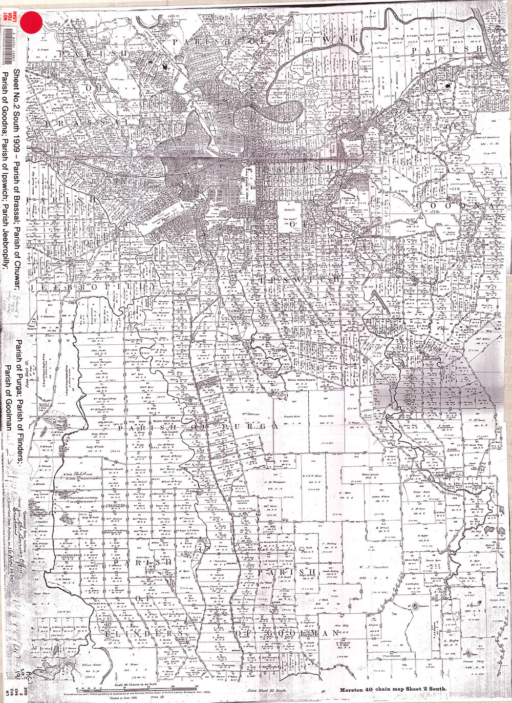 Moreton 40 chain map (Sheet no. 2 south), 1909