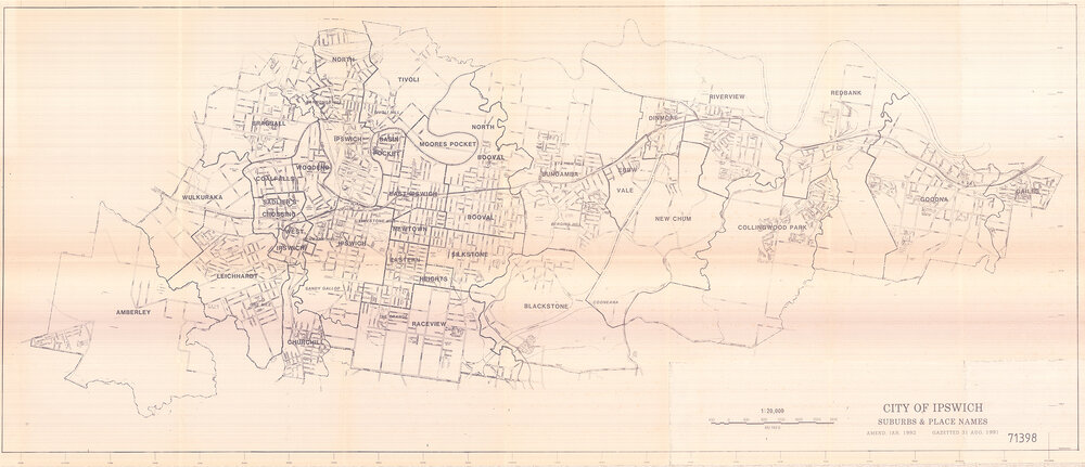 City of Ipswich suburbs and place names map