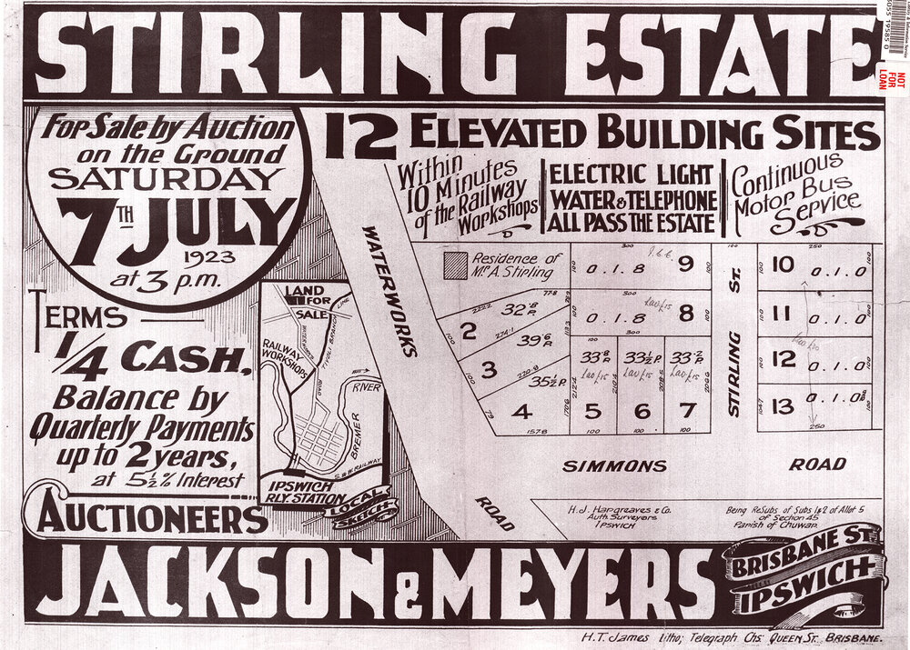 Stirling Estate map, North Ipswich, 1923