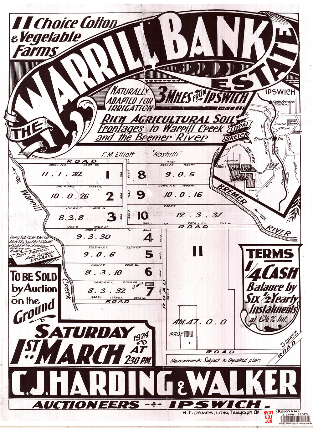 Warrill Bank Estate map, Yamanto, Ipswich,1924