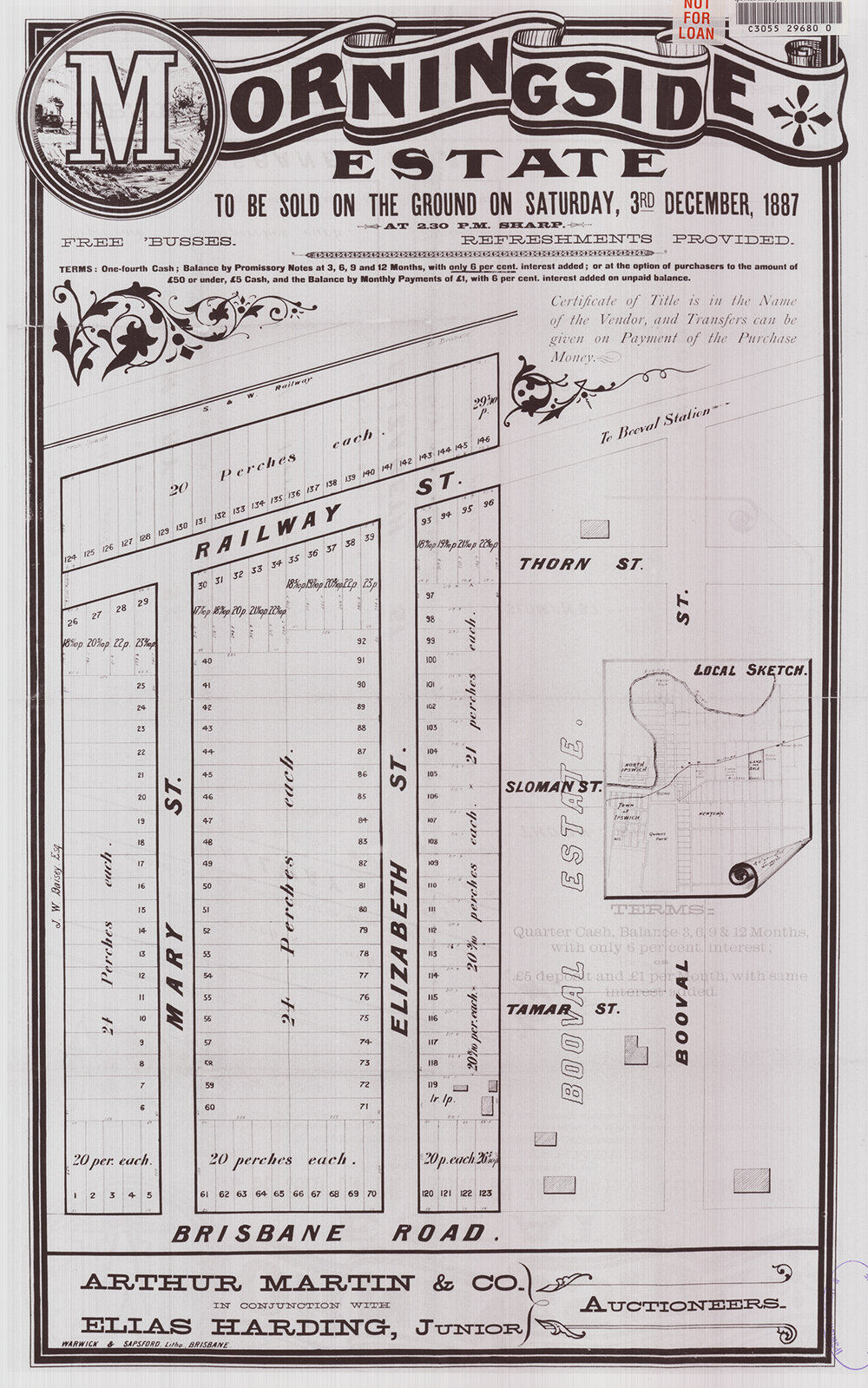 Morningside Estate map, Booval, Ipswich, 1887