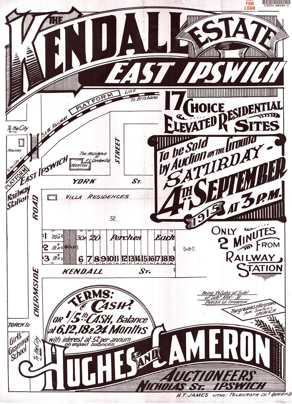 Kendall Estate map, East Ipswich, 1915
