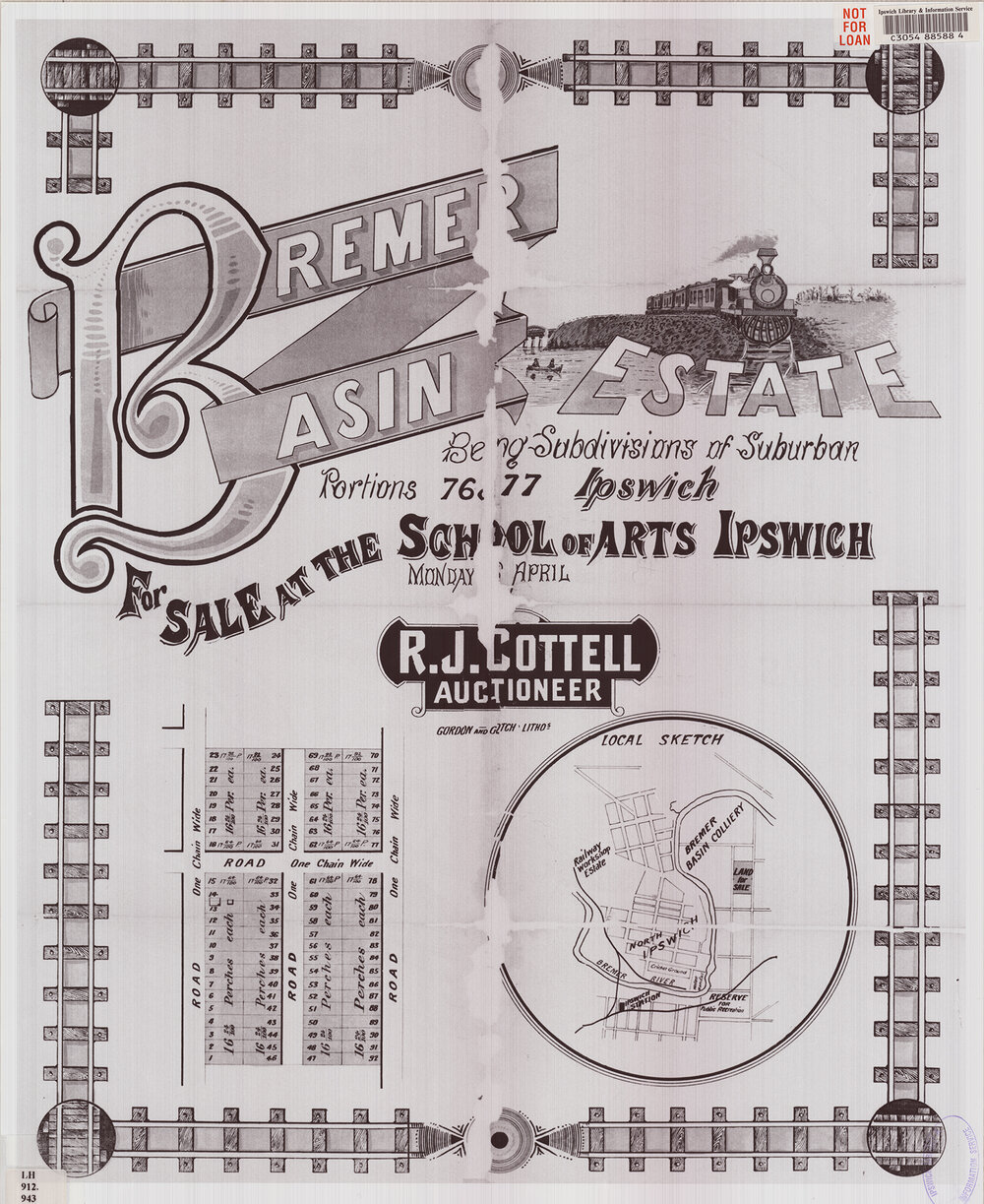 Bremer Basin Estate map, Ipswich, c1890