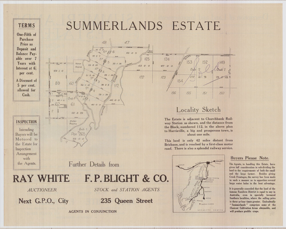 Summerlands Estate map, Mutdapilly