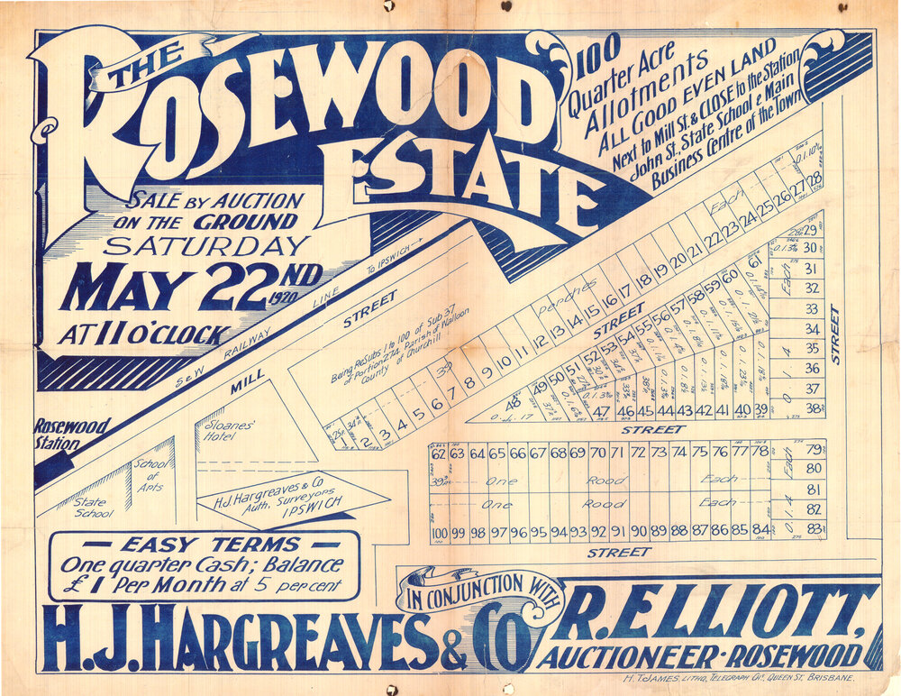 The Rosewood Estate map, Rosewood, 1920