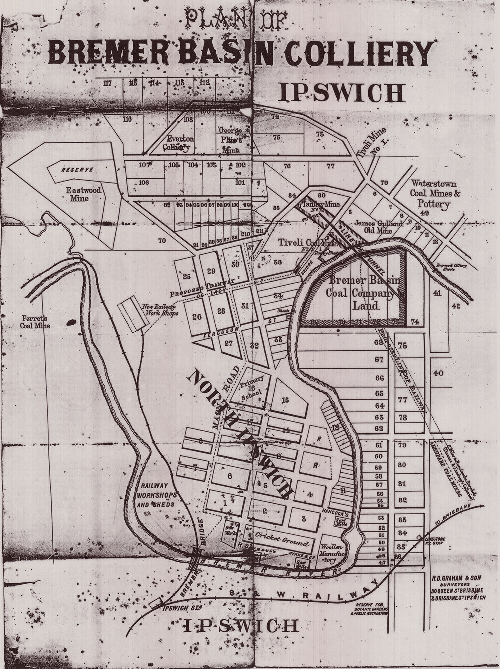 Plan of Bremer Basin Colliery Ipswich map
