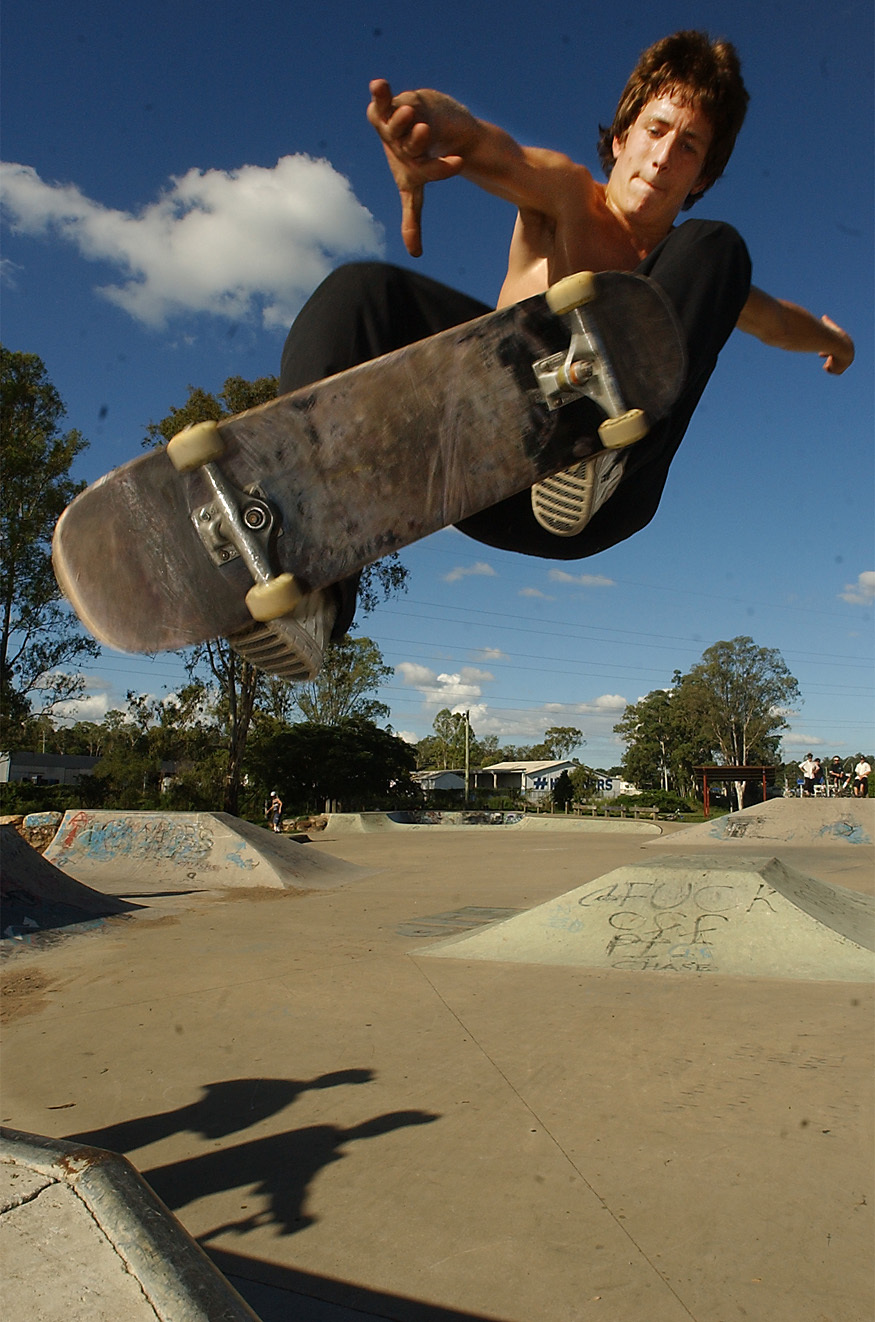 Colin White at the local skate park, Ipswich, March 2003