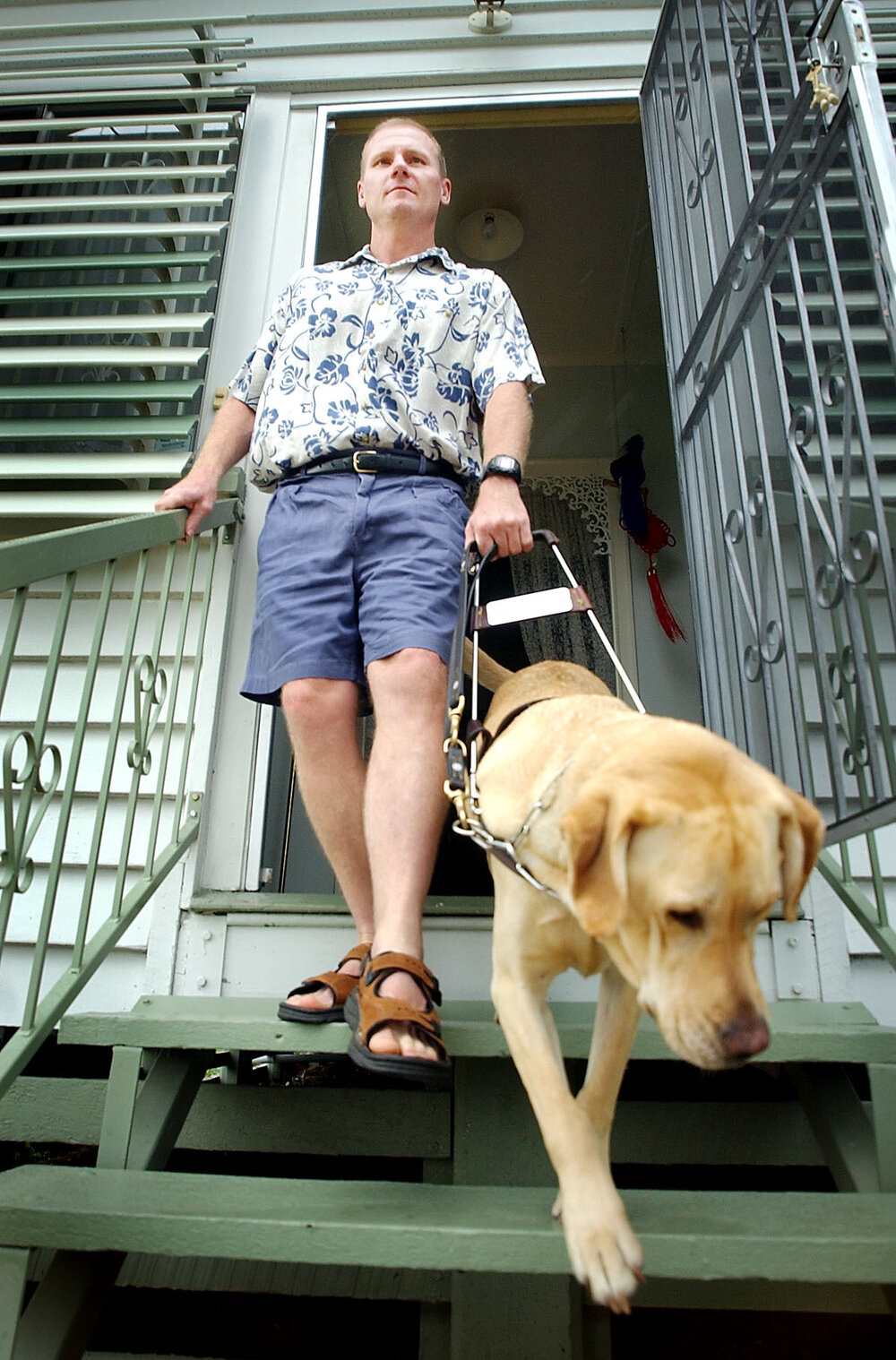 Guide dog for the blind and handler, Ipswich, March 2003