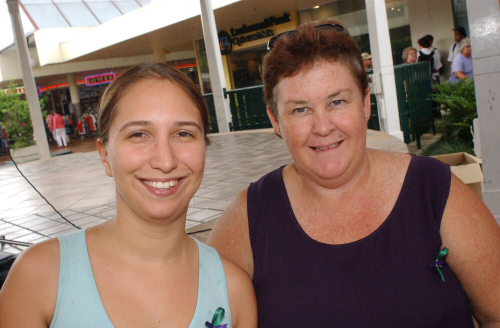 Vanessa Coady and Lynette Denning on international women's day, Ipswich, March 2003