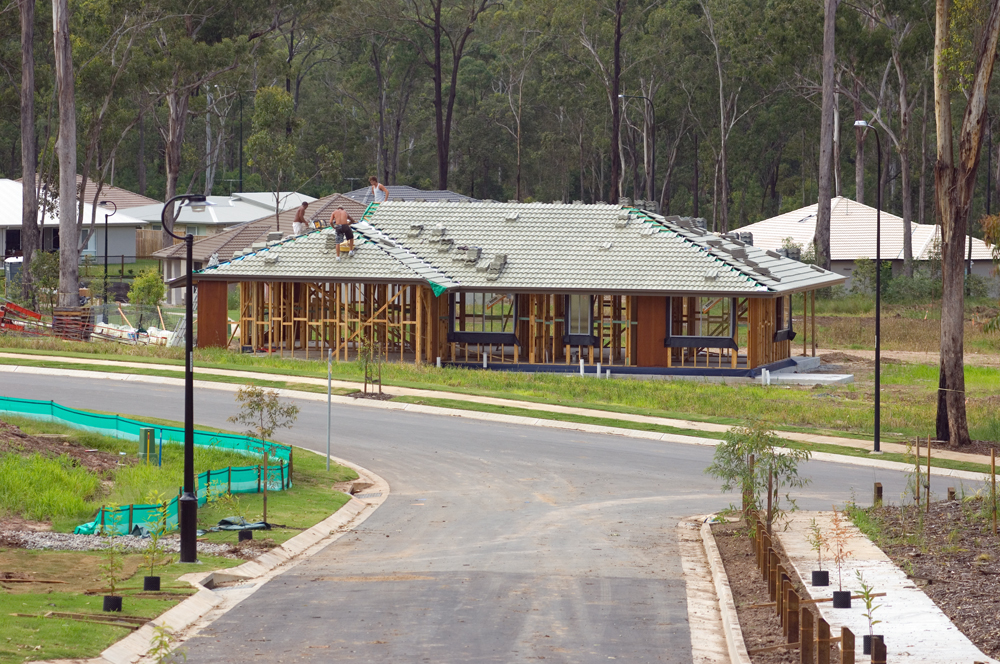 House under construction at Brentwood Estate, Springfield, Ipswich, Queensland, 2010