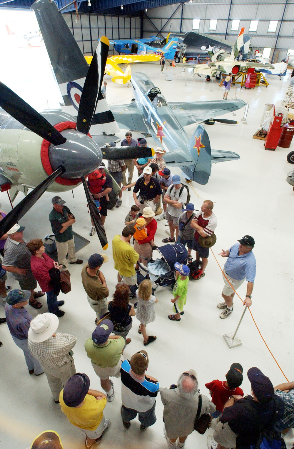 Director Steve Hart talks people through the open day for Amberley air show, Ipswich, April 2003