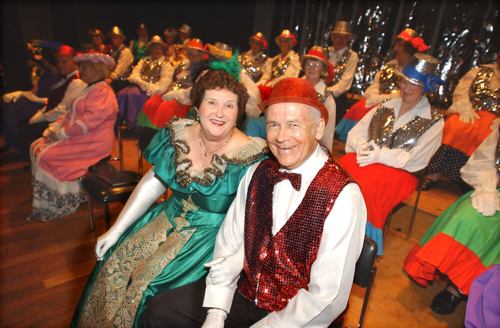 Pam Schubel (playing Mrs Green), Brent Muller (playing Mr Brown) in "The Magic of the Minstrels" at the Ipswich Civic Center for Ipswich festival, Ipswich, April 2003