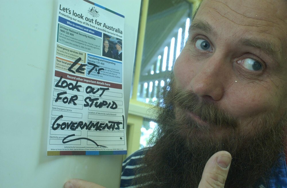 Phil Kyson protesting for the Greens, Ipswich, April 2003