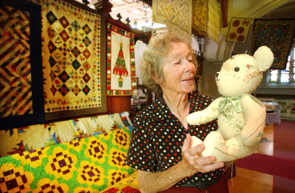 Unidentified woman and arts and crafts at St Paul's Church, Ipswich, April 2003