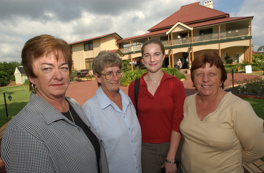Katrina Adcock, Elspeth Why, Anna Klindtworth and Cynthia Billiau at Booval House, Ipswich, April 2003