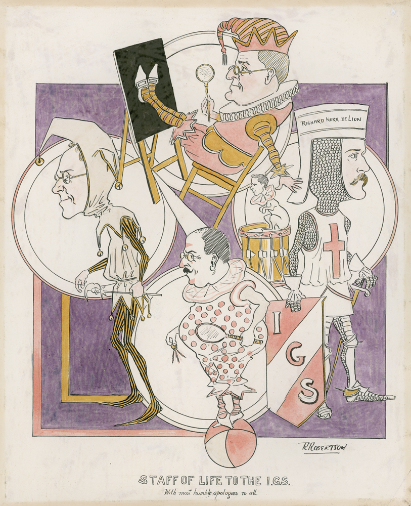 Caricature of members of Ipswich Grammar School staff, Ipswich,  1919