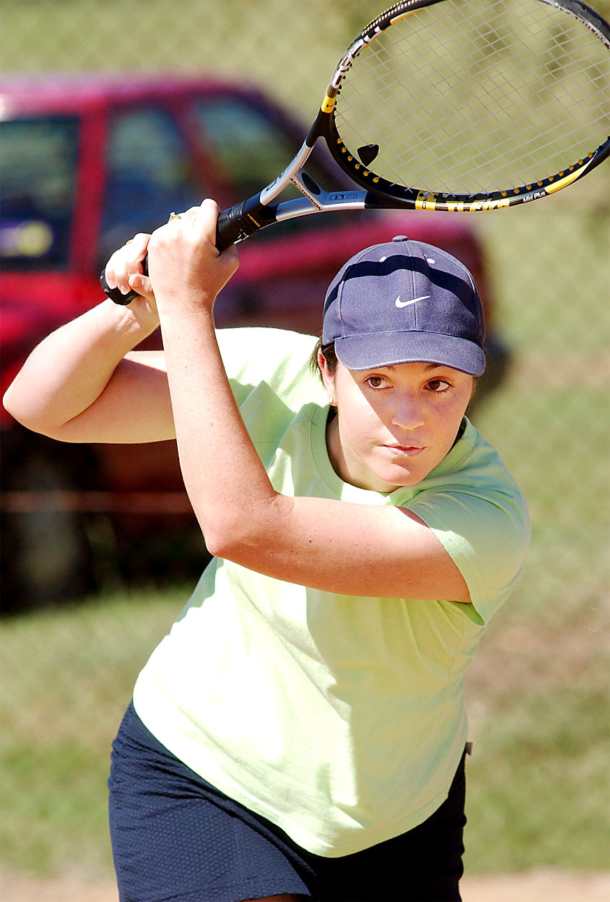 Lisa Orford (top seed) from Brisbane, playing Ladies open singles final, Ipswich, April 2003