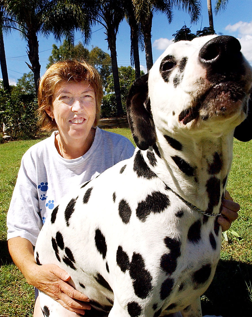 Carol Adriaansen with her dog, Oliver, Ipswich, April 2003