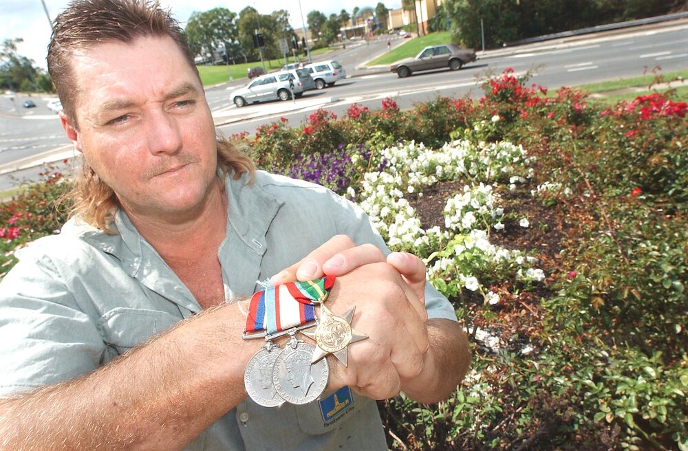 Peter Foster at the memorial gardens, Mt Ommaney, April 2003
