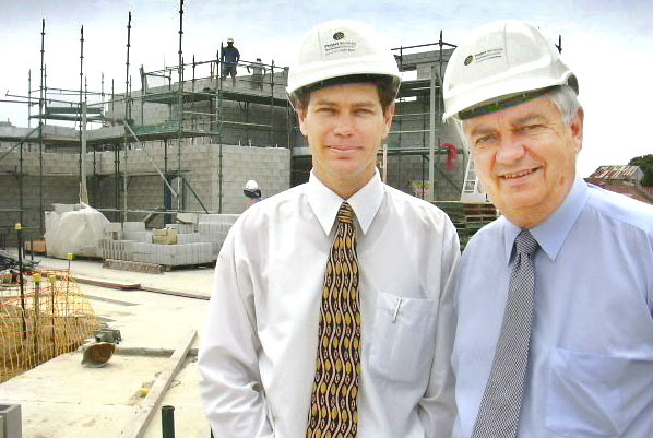 Two unidentified men at a construction site, Ipswich, November 2003