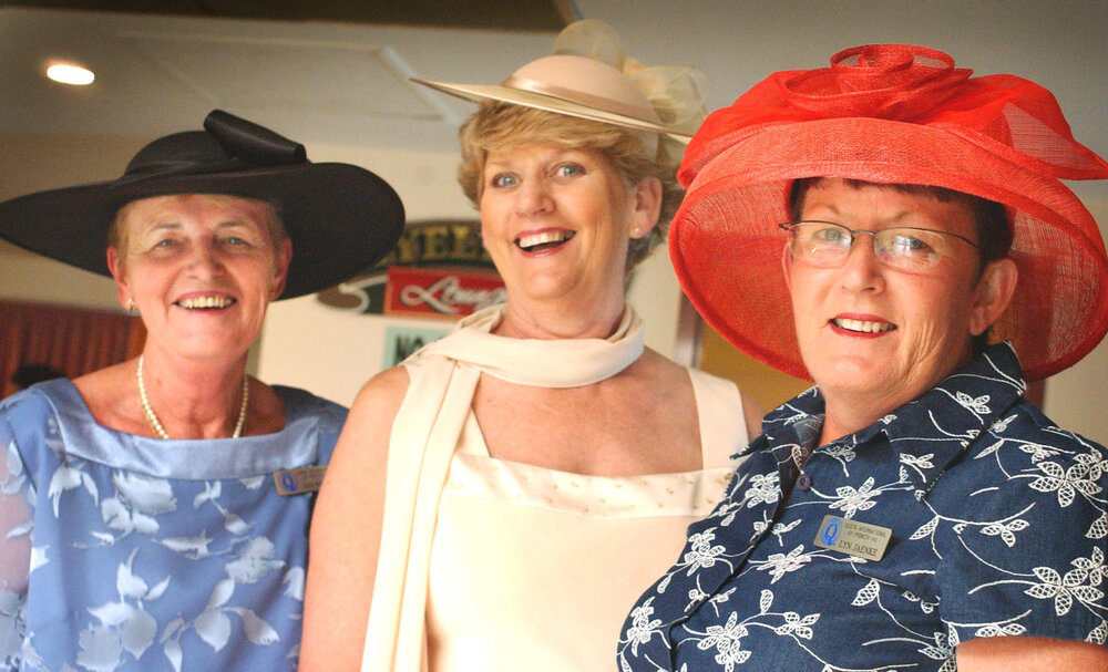 Jan Wilton, Veronica Ramsay and Lyn Jaenke enjoying the Melbourne Cup, Ipswich, November 2003