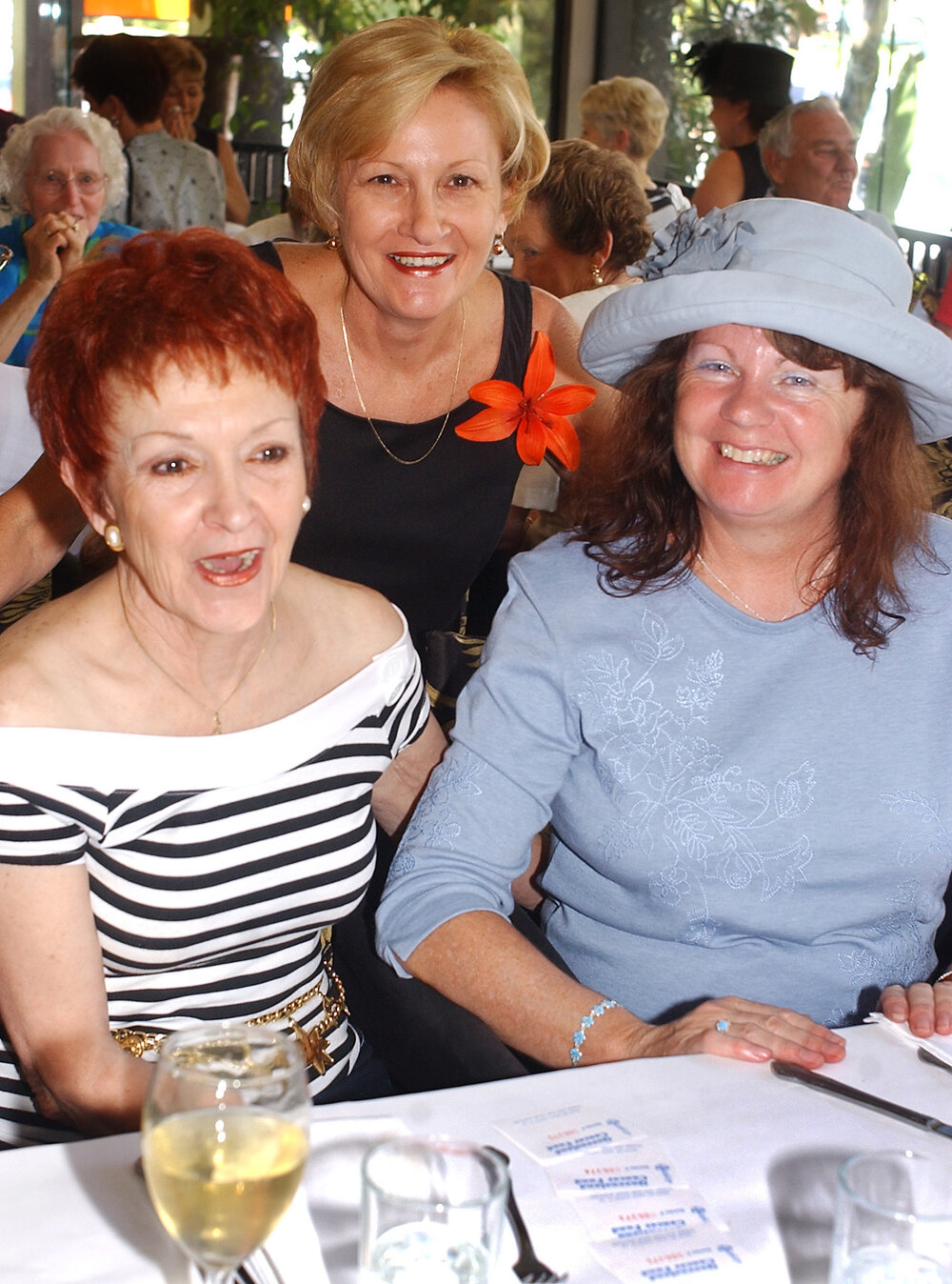 Trish Jones, Phyllis Williams and Jan McLennan enjoying QLD Cancer Fund Melbourne Cup Day celebrations at Fentons, Ipswich, November 2003