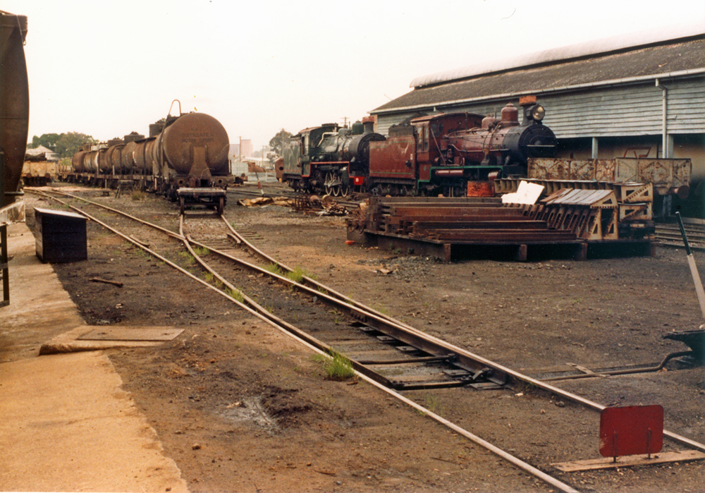 Marshalling area for wagon repairs, Ipswich Railway Workshops, North Ipswich, 1987