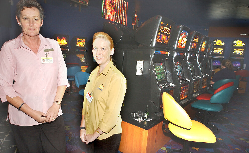 Oxley Tavern Gaming Manager, Vandra McAskill with Gaming Attendant, Vivky Walsh, Oxley,Brisbane, November 2003 