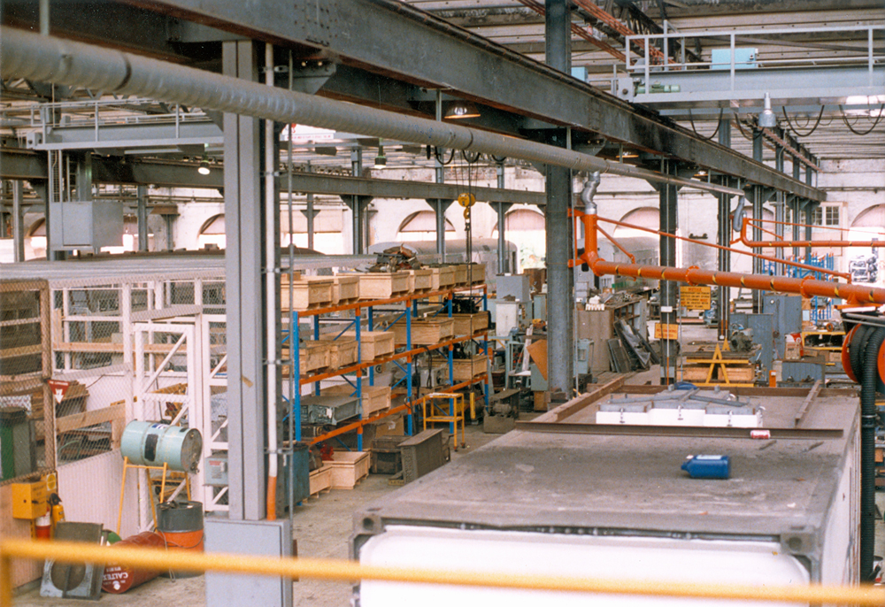 Air- conditioning and refrigeration section in the Carriage shop, Ipswich Railway Workshops, North Ipswich, 1987