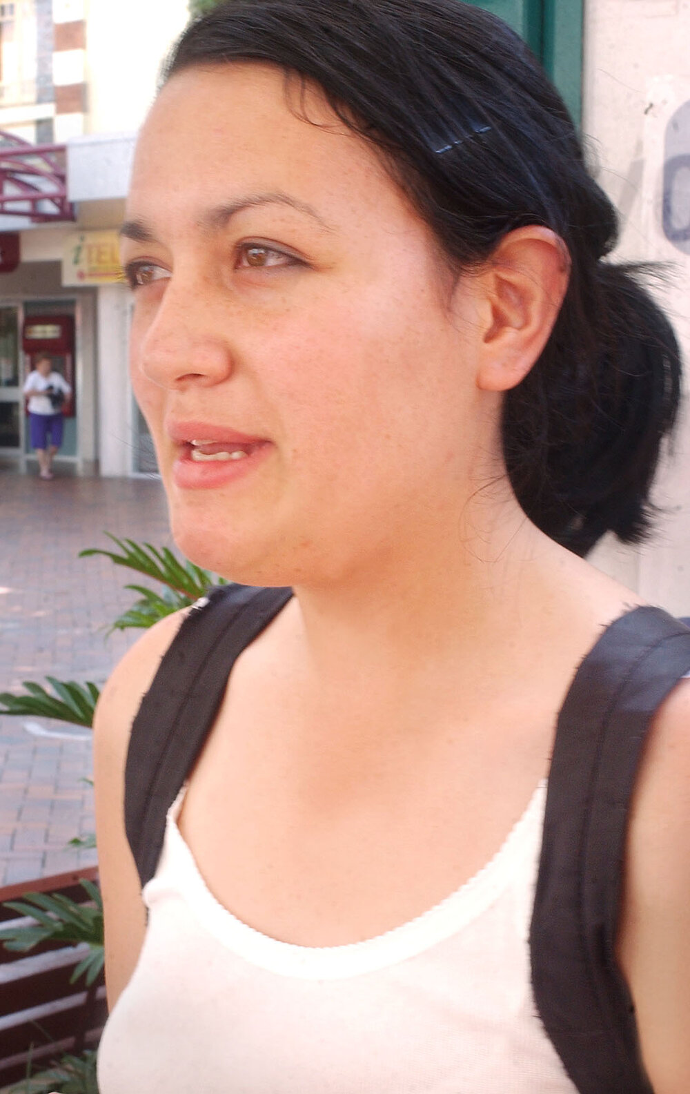 Rowena Bennett participating in a vox pop, Ipswich, November 2003