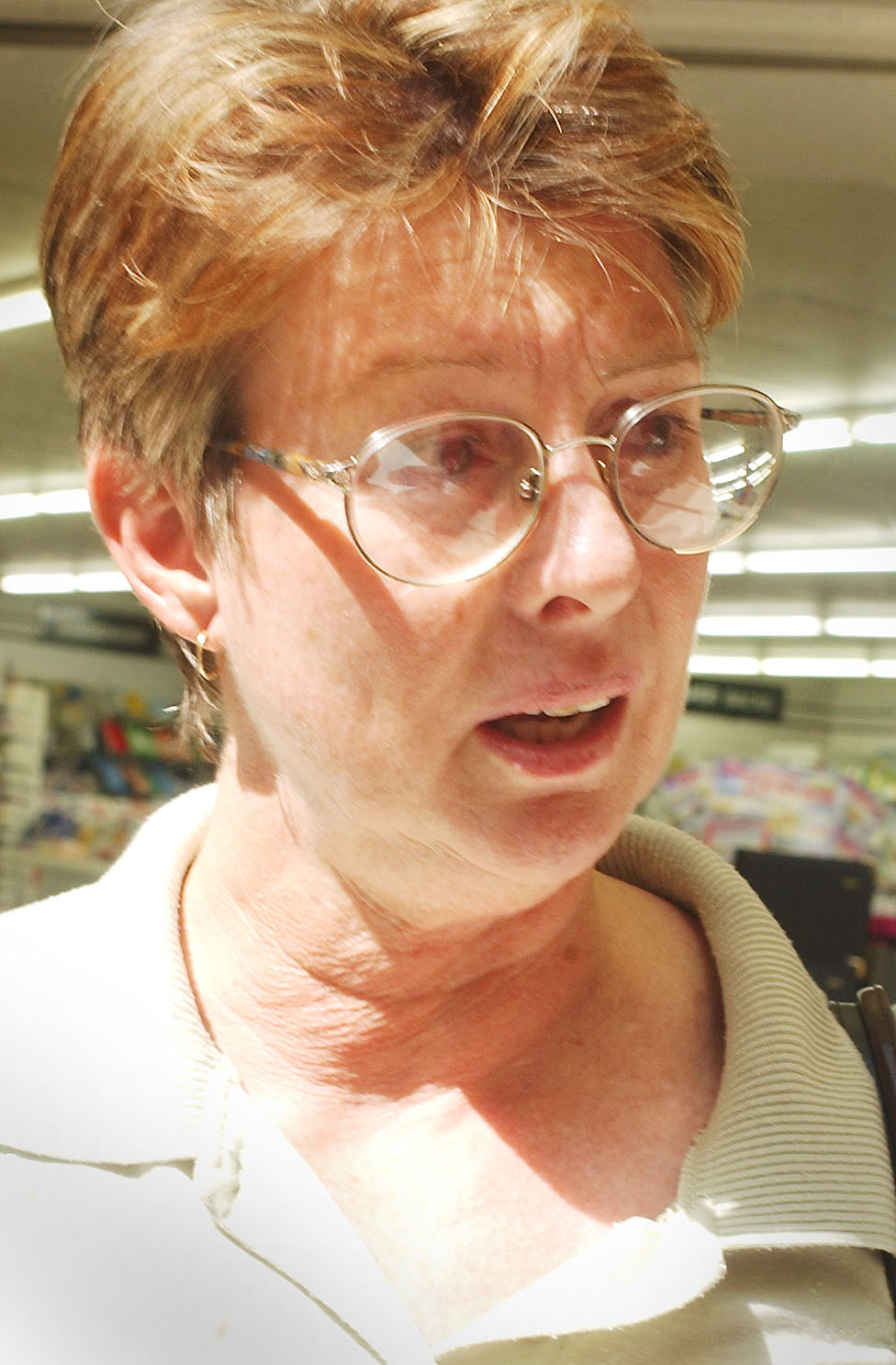 Leanne Jorgensen participating in vox pops, Ipswich, November 2003
