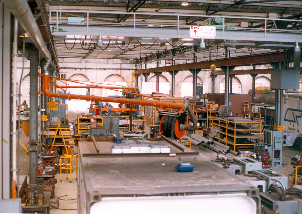Air-conditioning and refrigeration section in Carriage shop, Ipswich Railway Workshops, North Ipswich, 1987